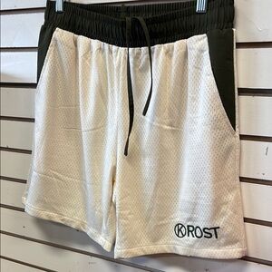 KROSR White and Olive Green Lined Men's Shorts